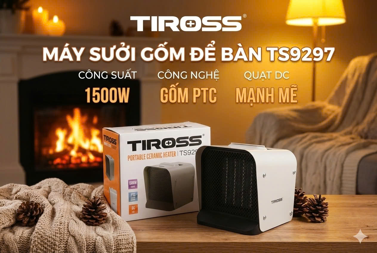 Sưởi gốm để bàn Tiross TS9297 - Hàng chính hãng