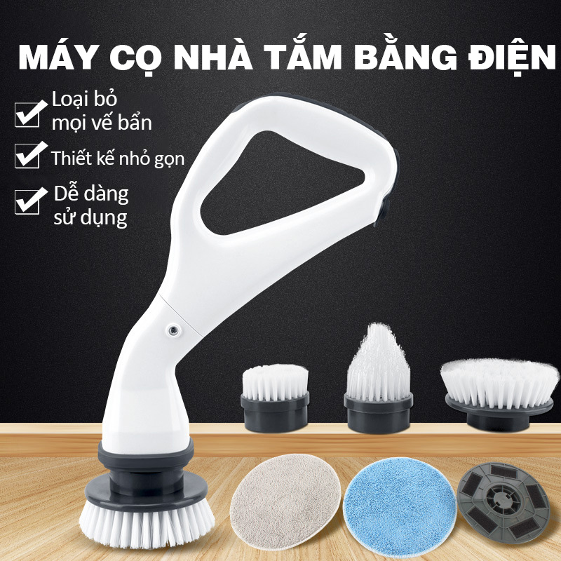 Máy cọ nhà tắm bằng điện đa năng chà sàn nhà, vệ sinh nhà cửa 4 đầu cọ thay thế - K1464