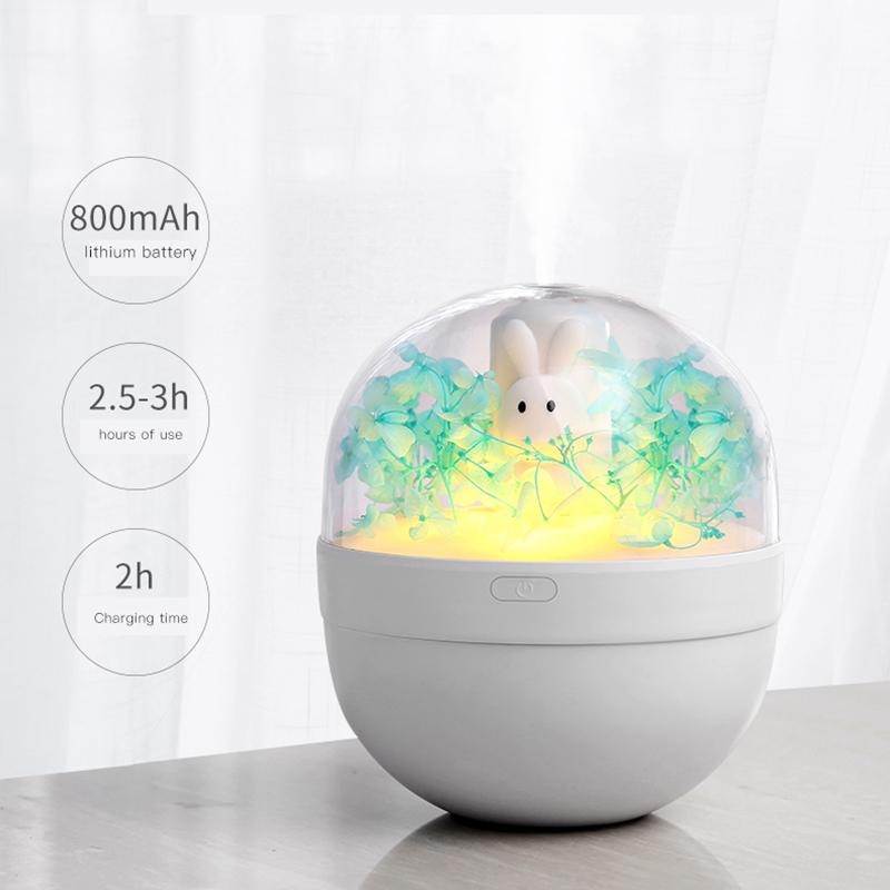 Sạc Máy Phun Sương Tạo Độ Ẩm Ngọt Thỏ Bất Diệt Hoa Tinh Dầu Khuếch Tán Tinh Dầu Lộc Không Khí Phun Sương Tạo Ẩm Hình Ếch Con LED Nhiều Màu Sắc Nước Bổ Sung