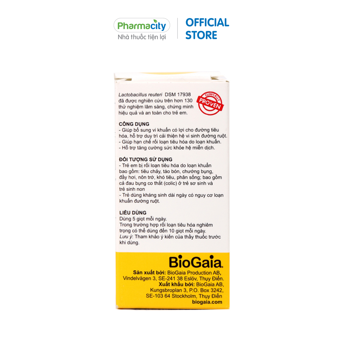 Dung dịch bổ sung lợi khuẩn tiêu hóa BioGaia Protectis Baby Drops
