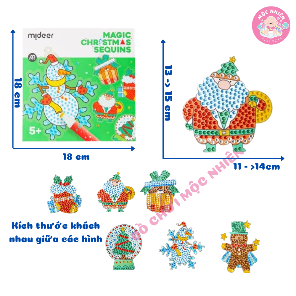 Đồ chơi tranh đính đá Giáng sinh - Mideer Magic Christmas Sequins - Đồ chơi thủ công cho bé từ 5 tuổi