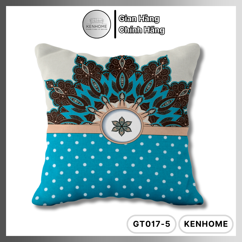 Gối Sofa Họa Tiết Chim Ri Cổ Điển - Gối Tựa Sofa Tông Xanh Trắng Trang Trí Nhà Cửa - Chất Liệu Vải Bố - Kích Thước 45x45cm