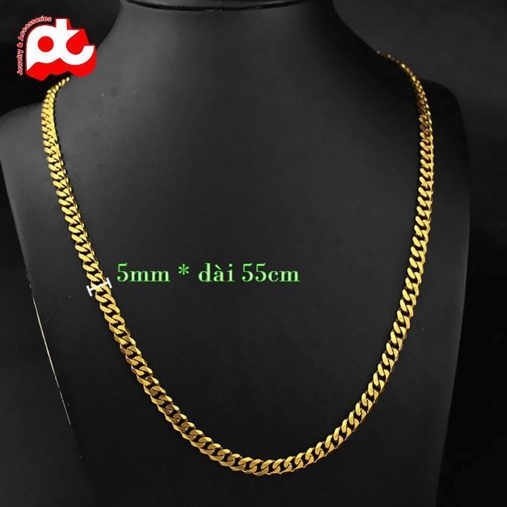 Dây chuyền nam cao cấp titan titan thép không gỉ lặc xéo trangsucpt kích cỡ 5mm mạ vàng PTDCNA176