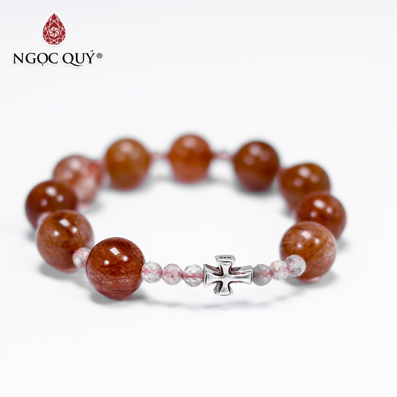 Vòng mân côi đá thạch anh tóc đỏ 11mm mệnh hỏa, thổ - Ngọc Quý Gemstones