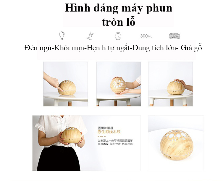 Máy khuếch tán tinh dầu tròn lỗ vàng