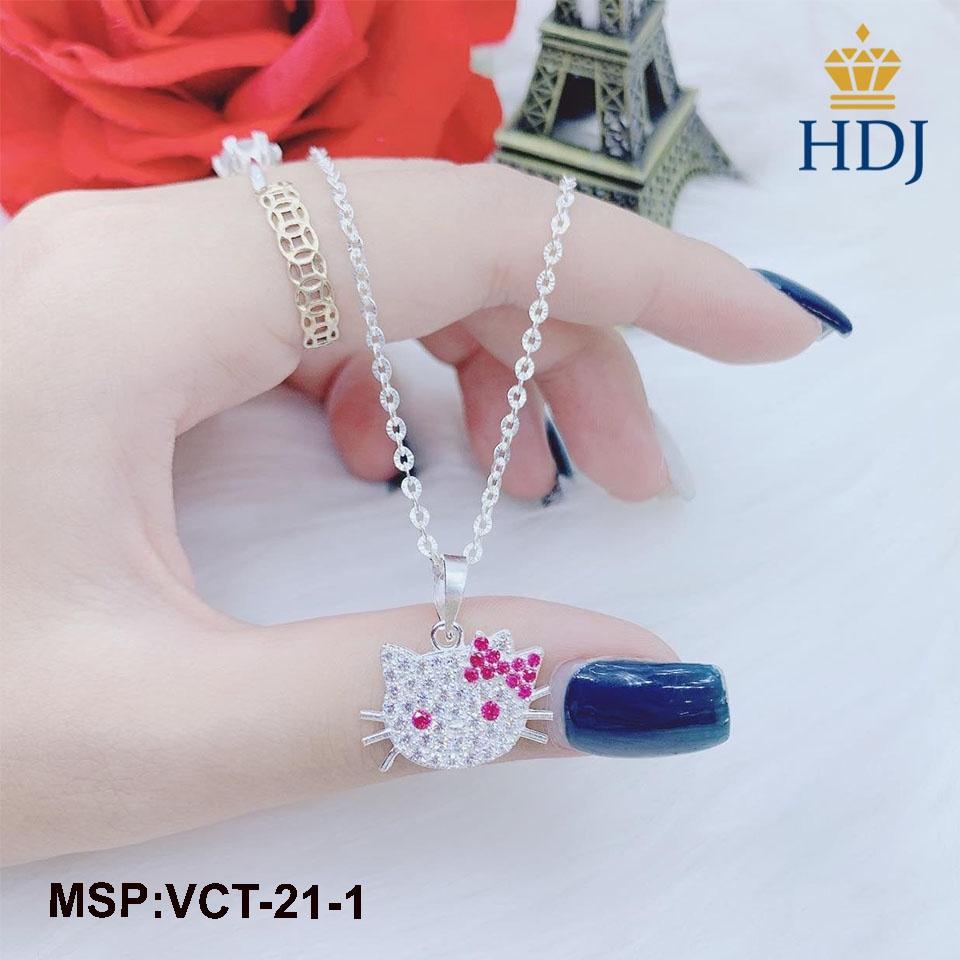 Dây chuyền bạc cho bé hình Hello Kitty đính đá sang trọng trang sức HDJ mã VCT-21-1