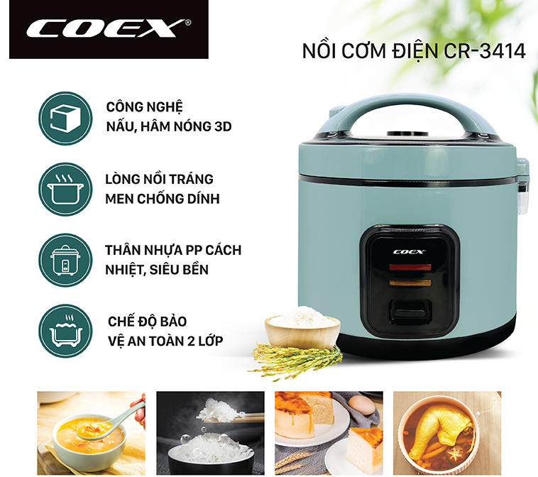 Nồi cơm điện 1.2 Lít COEX CR-3414 | MediaMart Official Store | Tiki