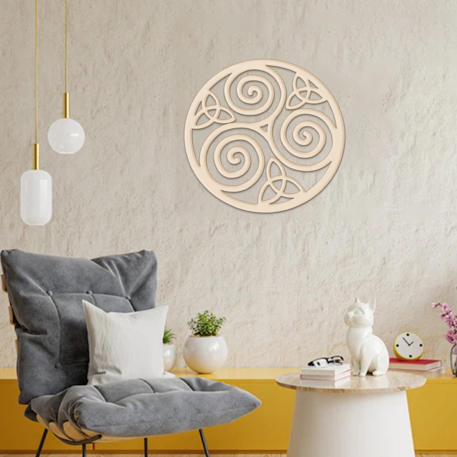 Wooden Wall Art Sculpture Sacred Geometry Pendant for Zen Bedroom Ornament Decor