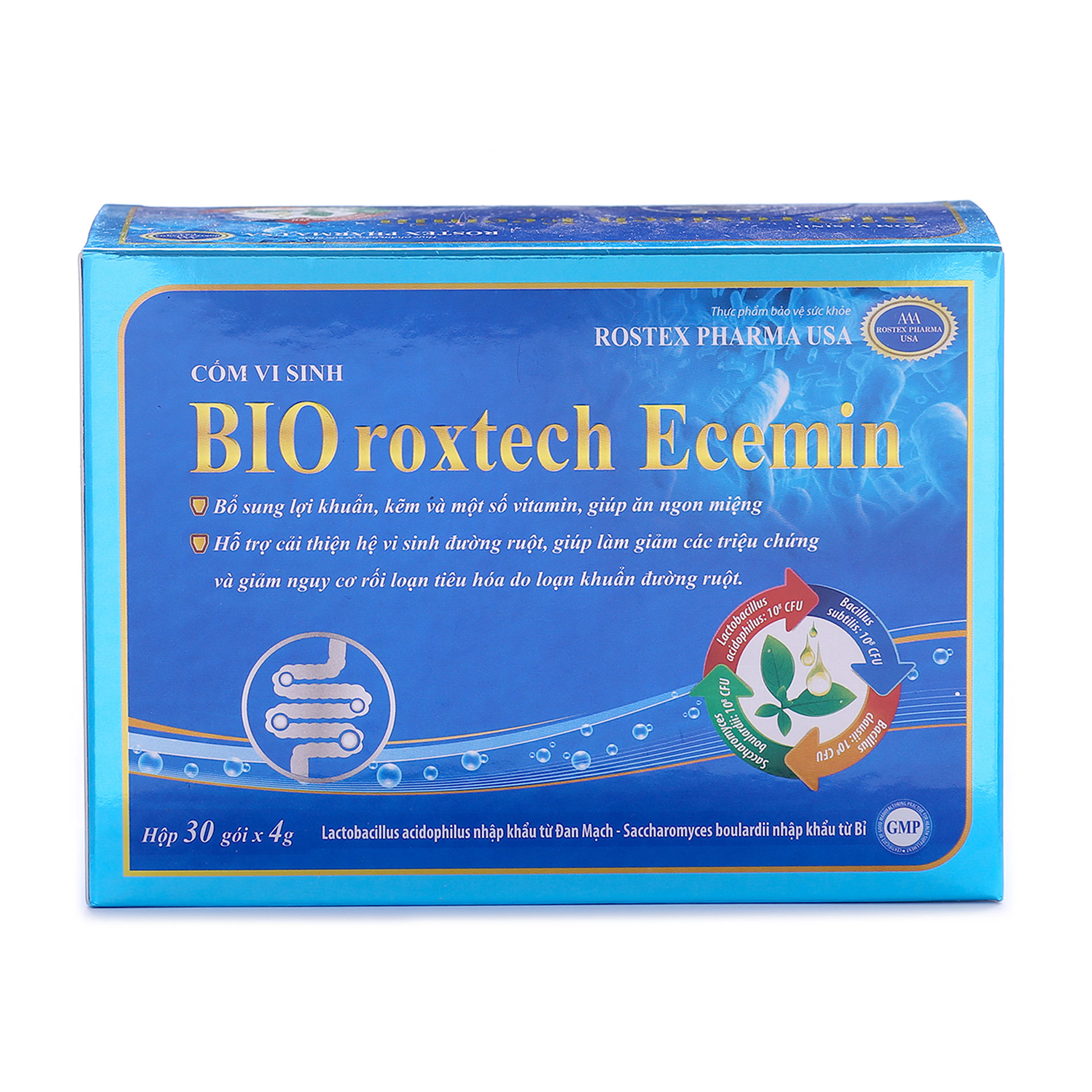 Cốm vi sinh Bio Gold Tex giúp bé ăn ngon, tiêu hóa tốt, giảm tiêu chảy, táo bón Hộp 30 gói