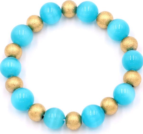 Chuỗi tay phong thủy - đá mắt mèo xanh ngọc 10 ly VMEXNHVT1 - hợp mệnh Thủy, mệnh Mộc