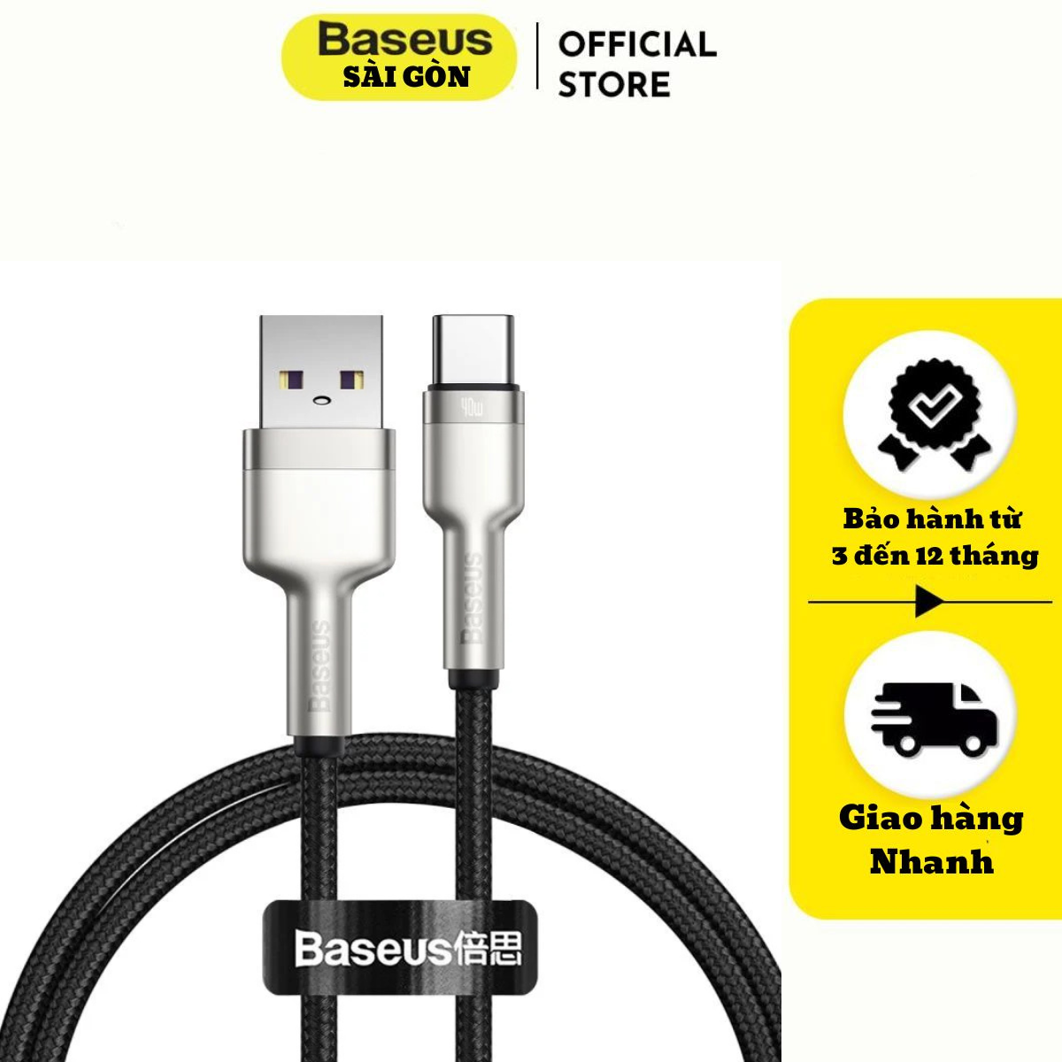 Cáp sạc nhanh, siêu bền Baseus Cafule Series Metal Data Cable USB to Type-C 66W CAKF- Hàng chính hãng