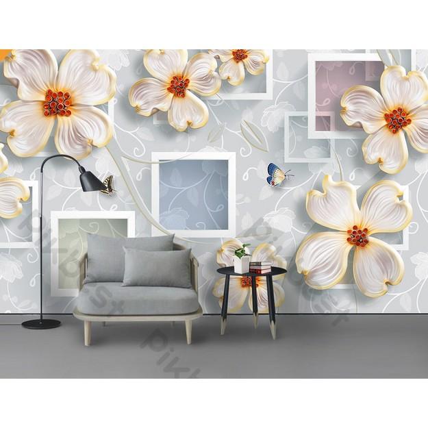 Tranh dán tường Hoa thủy tiên với khung hình đẹp, Tranh dán tường 3d hiện đại MS879959