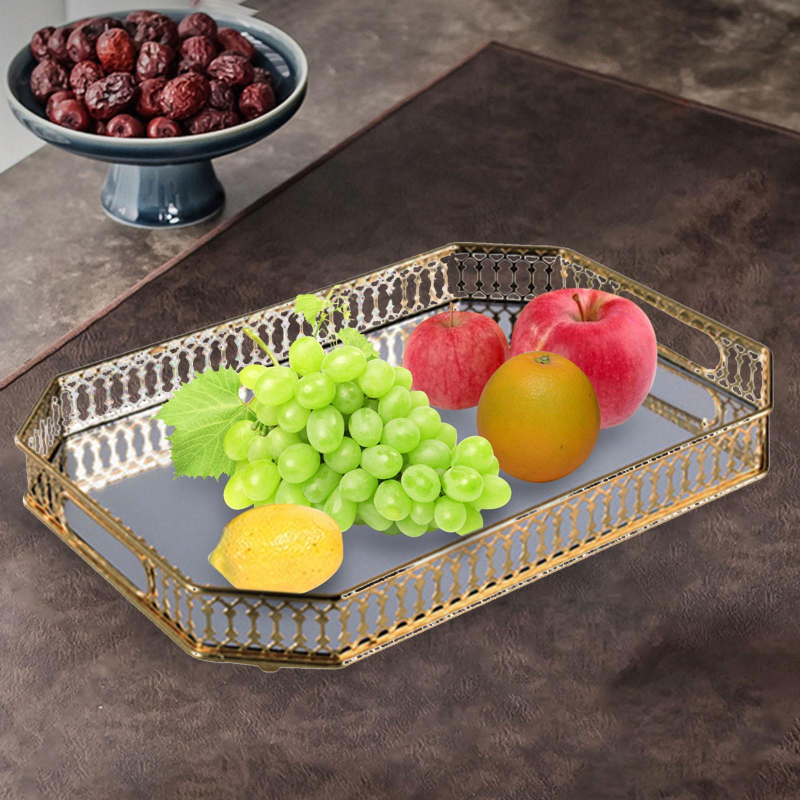 Mirror Serving Tray Fruit Plate Mirrored Tray for Vanity for Food Snack Cake