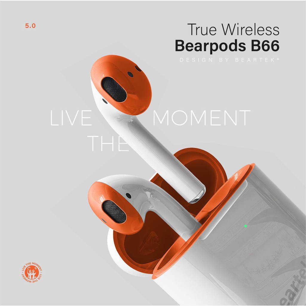 Tai nghe bluetooth không dây BEARTEK Bearbuds B66 True Wireless thiết kế trẻ trung, cá tính – Định vị - Cảm ứng – Thời gian sử dụng lên tới 4h -  Hàng nhập khẩu