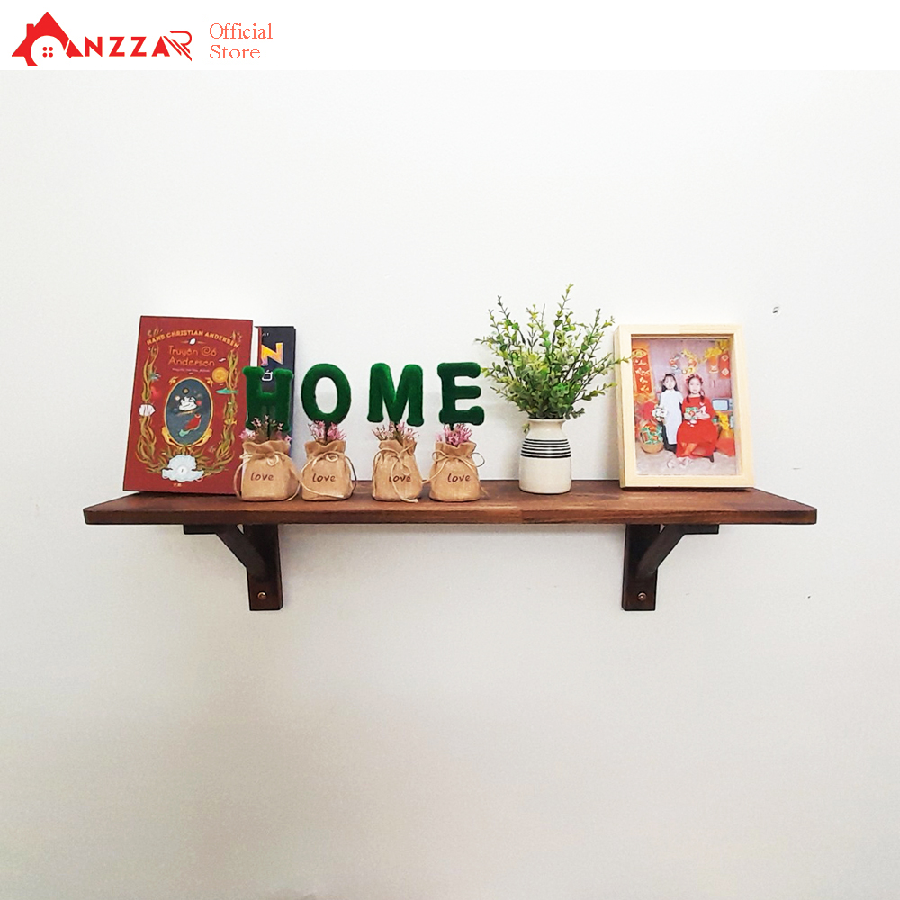 Kệ Gỗ Treo Tường Cải Tiến, Kệ Gỗ Treo Tường Trang Trí Anzzar - K01 - Màu Nâu Rustic - 60Cmx20Cmx1.8Cm