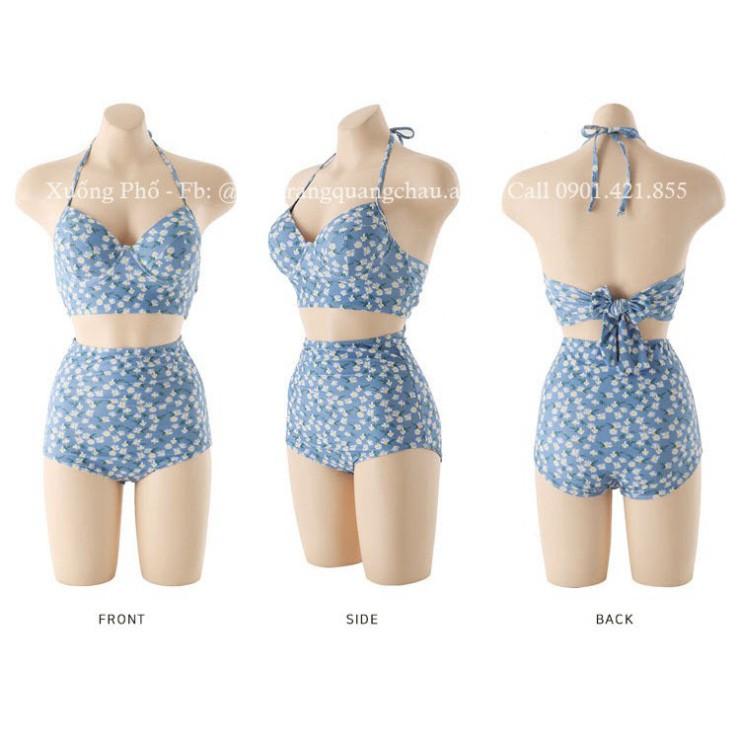 (Giao ngẫu nhiên) Hàng nhập Bikini xanh hoa nhí 2 mảnh Quảng Châu, chất vải đẹp #WX2391