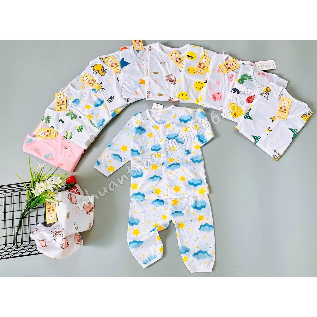 Combo 3 bộ dài bé trai, bé gái vải thông hơi QC loại 1 size 3-14kg