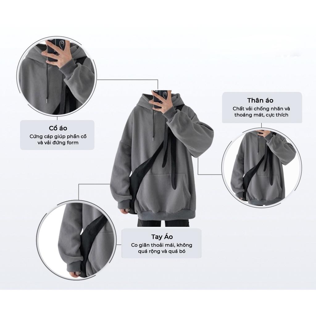 Áo khoác Hoodie Nam, Hoodie Basic Unisex Nỉ From Rộng Màu Đen