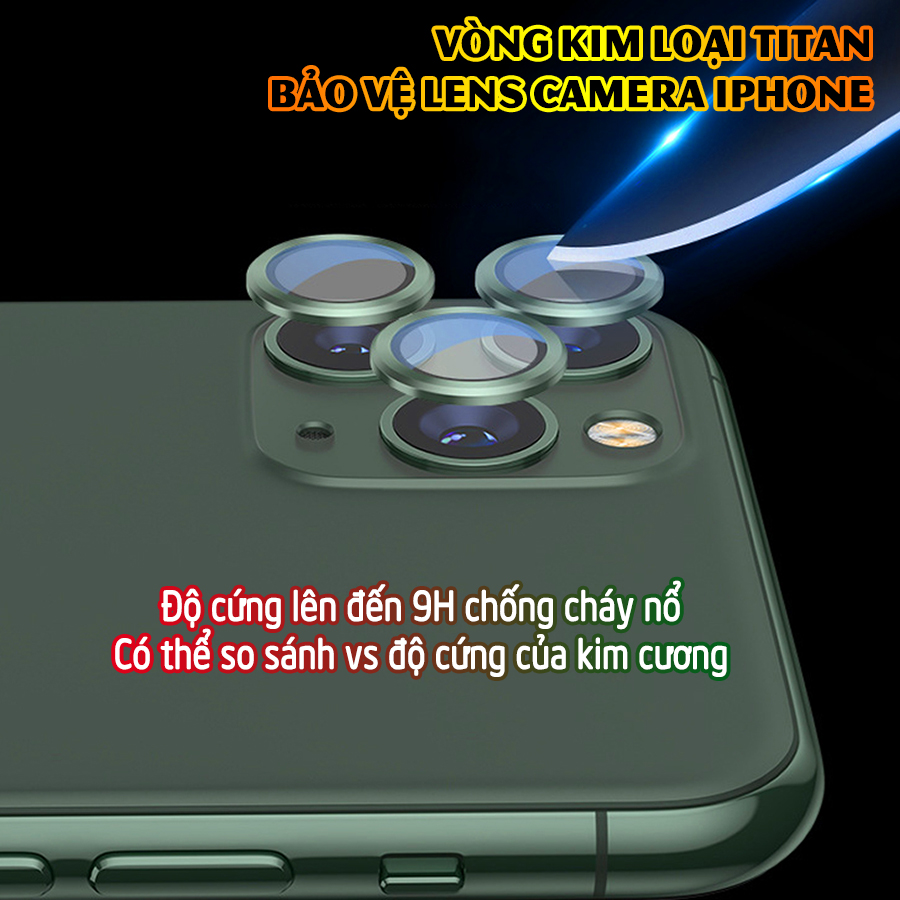 Tặng hộp đựng lens cao cấp - Vòng kim loại titan bảo vệ lens camera cho các dòng iphone 13 / 13mini / 13pro / 13promax - nhiều màu