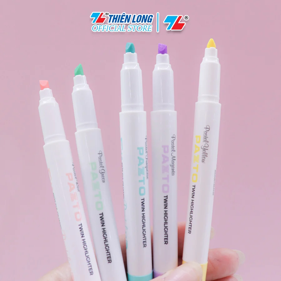 Hộp 5 Bút dạ quang màu Pastel Pazto HL-016 - Bút dạ quang rửa được