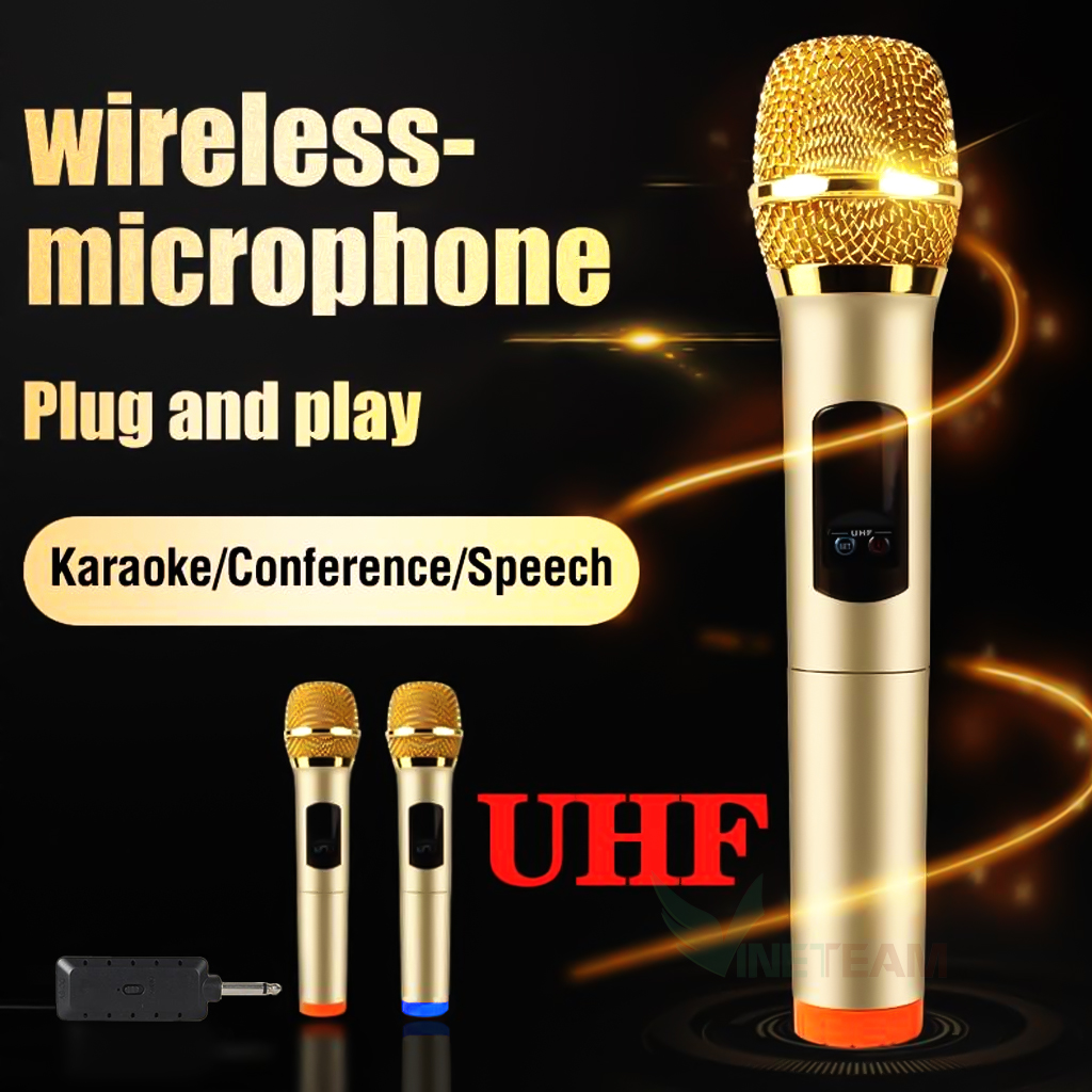 Bộ 2 Micro Không Dây J.I.Y E9 Sóng UHF Wireless Dành Cho Amly  Loa Kéo Loa Karaoke - Hỗ trợ Các Thiết Bị Có Jack Cắm 3.5mm Và 6.5mm - Hàng Nhập Khẩu
