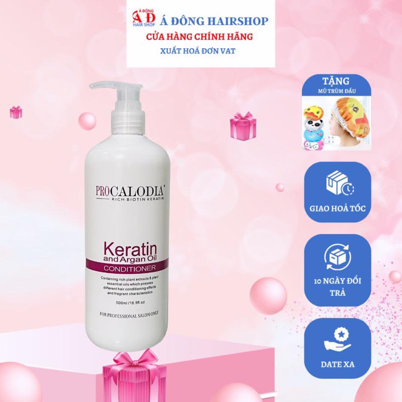 Bộ dầu Gội xả hấp ủ dưỡng Keratin Pro Calodia siêu mượt phục hồi tóc hư tổn + Gội xả gói Karseell 15ml