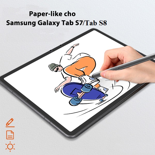 Dán Màn Hình PaperLike Film Dành Cho SamSung Galaxy Tab S7, Tab S7 FE, Tab S7 Plus Tấm dán Chống Vân Tay, Thao tác Viết, Vẽ y như giấy, chống lóa - Hàng Nhập Khẩu