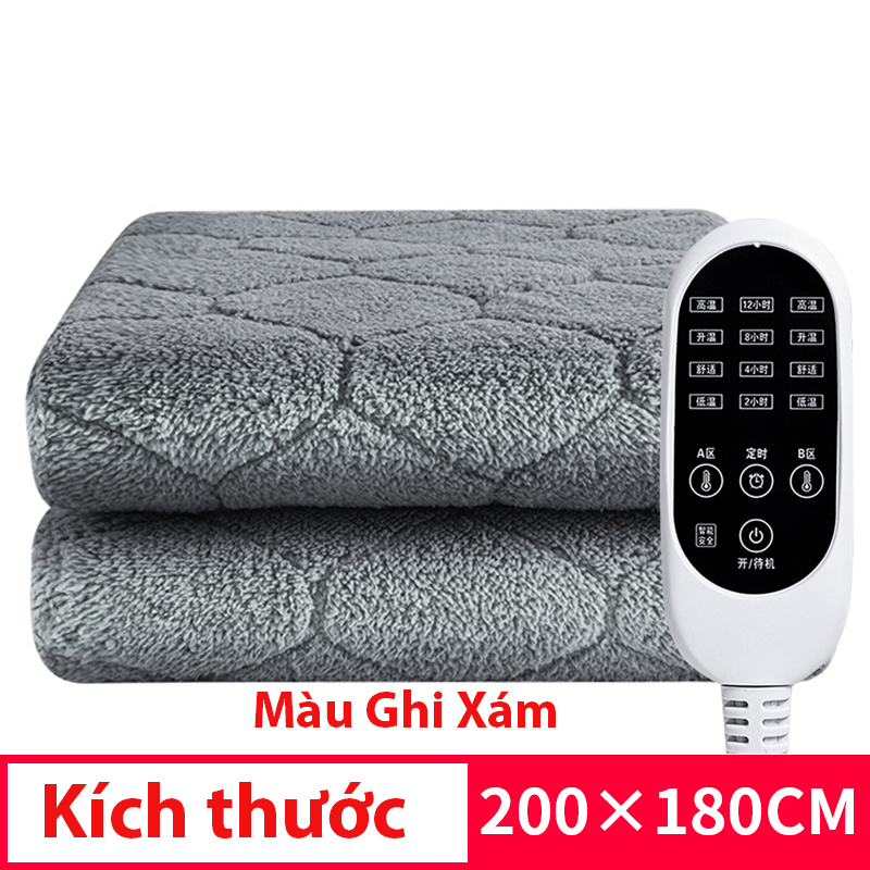 Chăn điện sưởi ấm mùa đông chỉnh 2 vùng độc lập 180x200cm