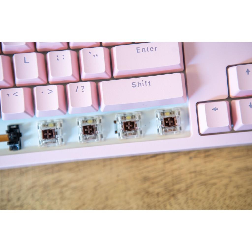 Bàn phím cơ TKL EDRA EK387 HUANO SWITCH 2021 - Phiên bản màu hồng cực kute - Blue/ Red/ Brown Switch