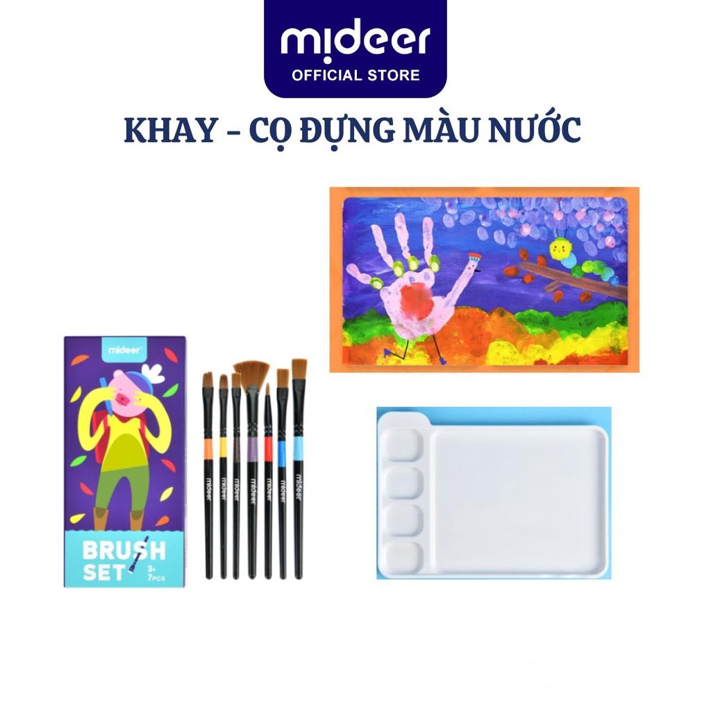 Cọ vẽ màu nước và khay đựng màu nước màu acrylic cho bé Mideer Paint Brush Set &amp; Palette