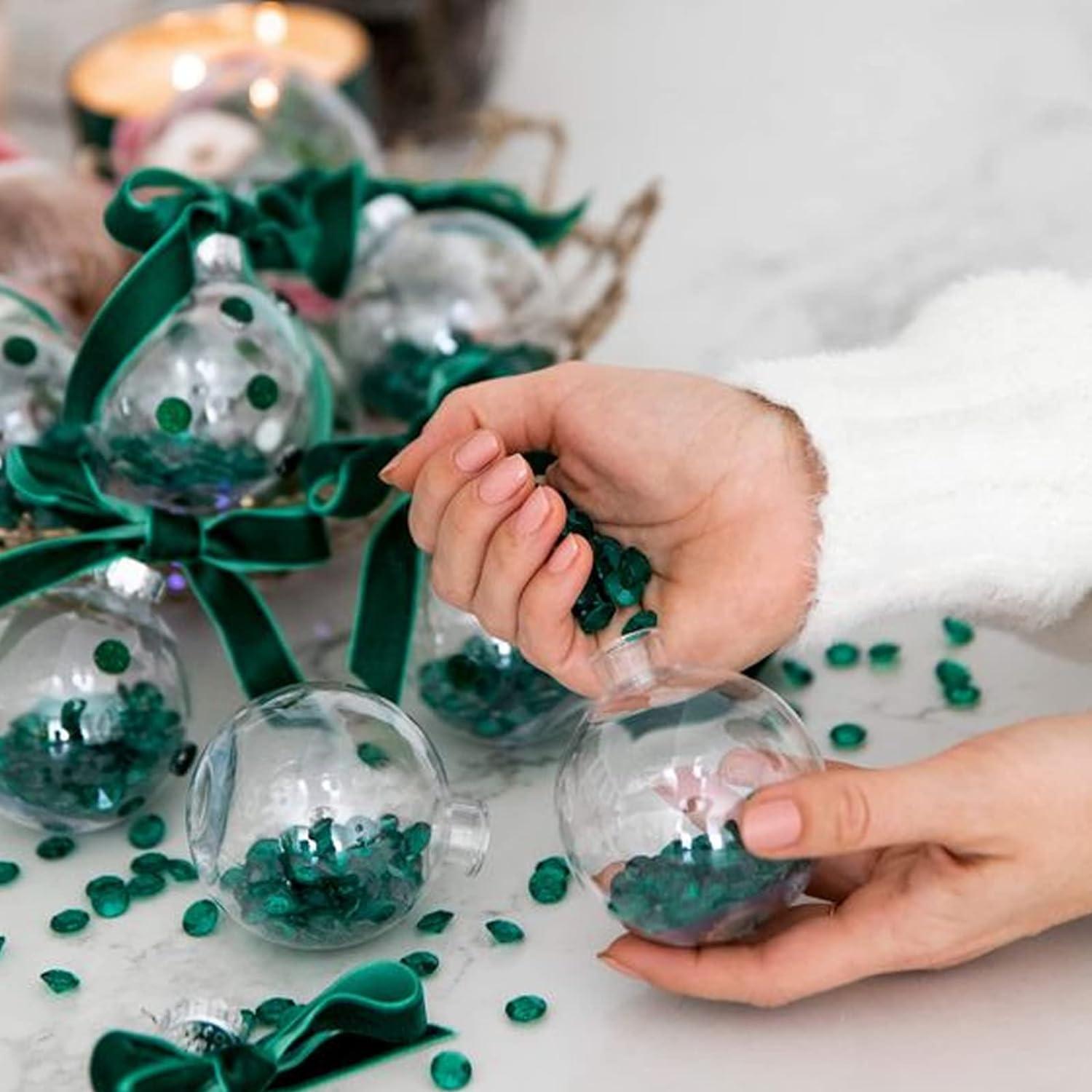 20pcs bóng trong suốt nhựa Giáng sinh 6cm Bóng cây Giáng sinh được lấp đầy trong DIY trong quả bóng nhựa Giáng sinh Ball DIY trong suốt Ball đến FTIL