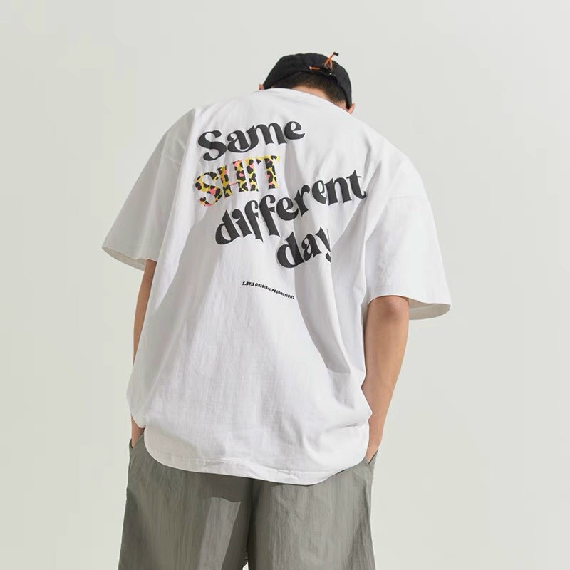 Áo Phông Nam Nữ Unisex Form Rộng Tay Lỡ Chữ In Nổi Vải Cotton Mềm Mịn Mát - Different Day