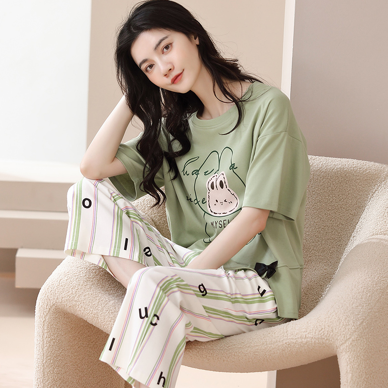 Bộ mặc nhà cotton tay ngắn quần lỡ 6103