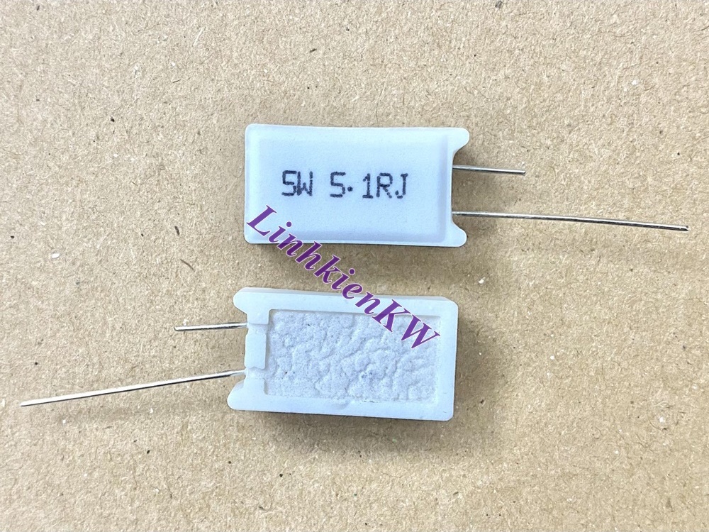 Trở Sứ Cắm 5W 5.1RJ 1% Chân Đồng, Mới 100%.
