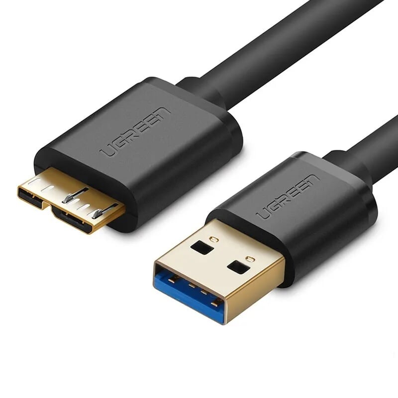 Cáp tín hiệu USB 3.0 sang micro B usb đầu mạ vàng 24k 0.5M màu đen UGREEN USB10840Us130 Hàng chính hãng