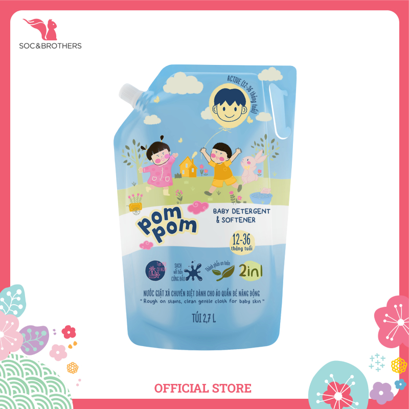 Nước giặt cho bé Pom Pom Newborn 2700ml (0-12 tháng)