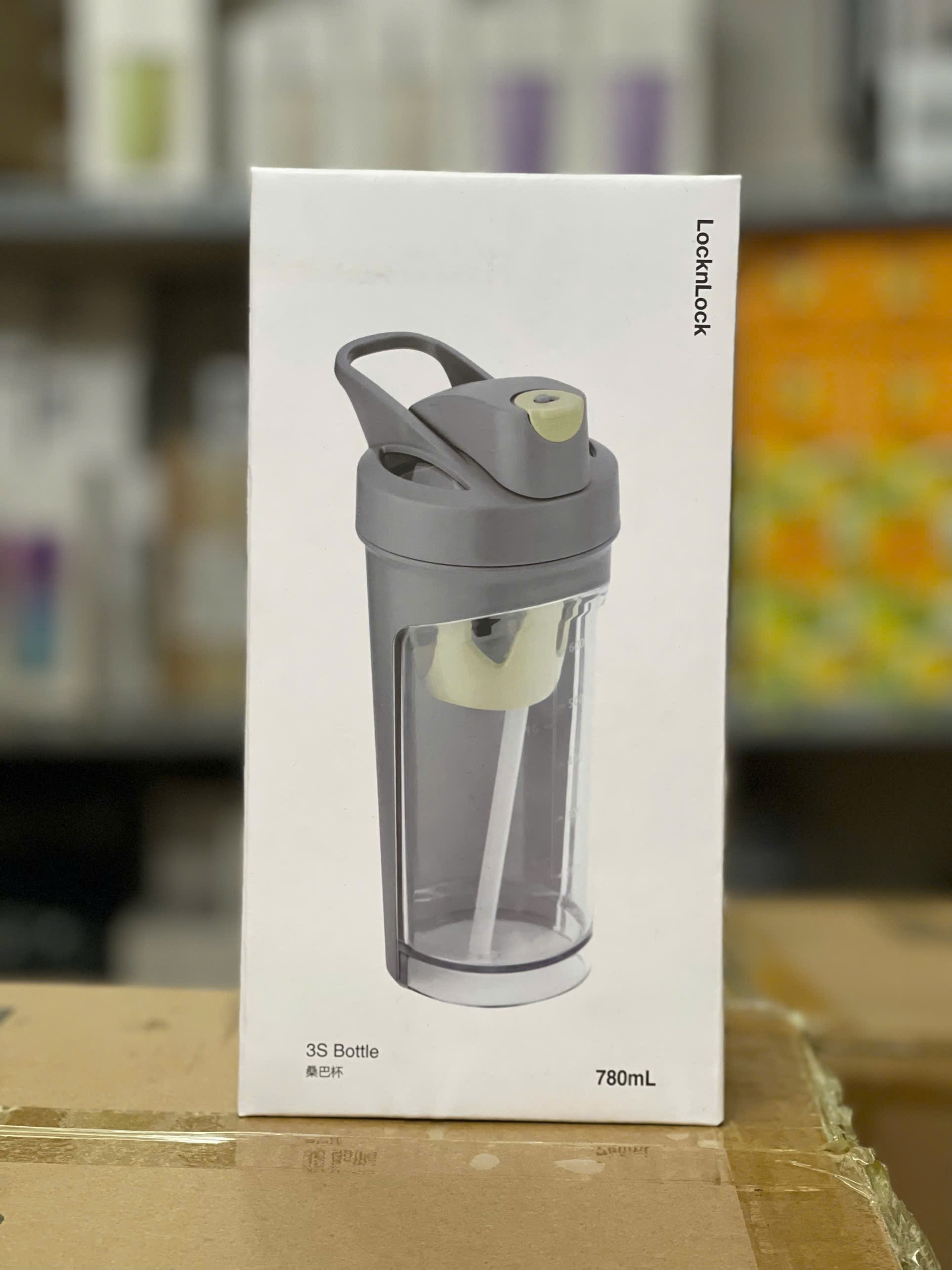 Bình nước nhựa tritan thể thao 780ml LocknLock màu Xám ABF865DGRY, Hàng chính hãng, có quai cầm, ống hút silicone - JoyMall