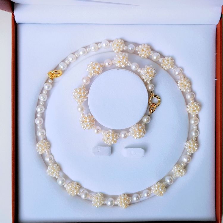 Bộ Trang Sức Ngọc Trai Nước Ngọt Thiên Nhiên Cao Cấp 2M - Chuỗi Đơn Kết Chùm Dâu - Trang Sức Cô Tấm - KAITY PEARL - CTJ3611 - Trắng