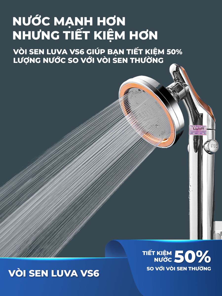 Combo vòi sen LUVA VS6 kèm dây sen LUVA, BH 1 năm-Hàng chính hãng