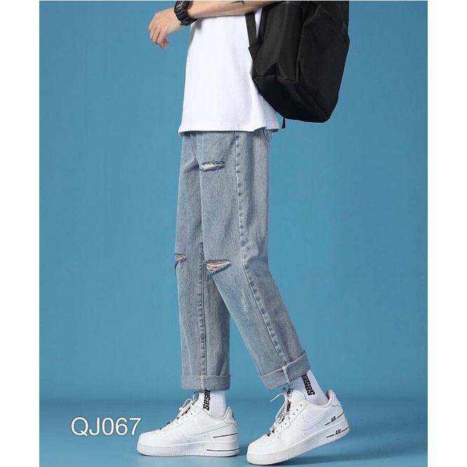 QUẦN BAGGY JEAN NAM RÁCH GỐI - QJ067