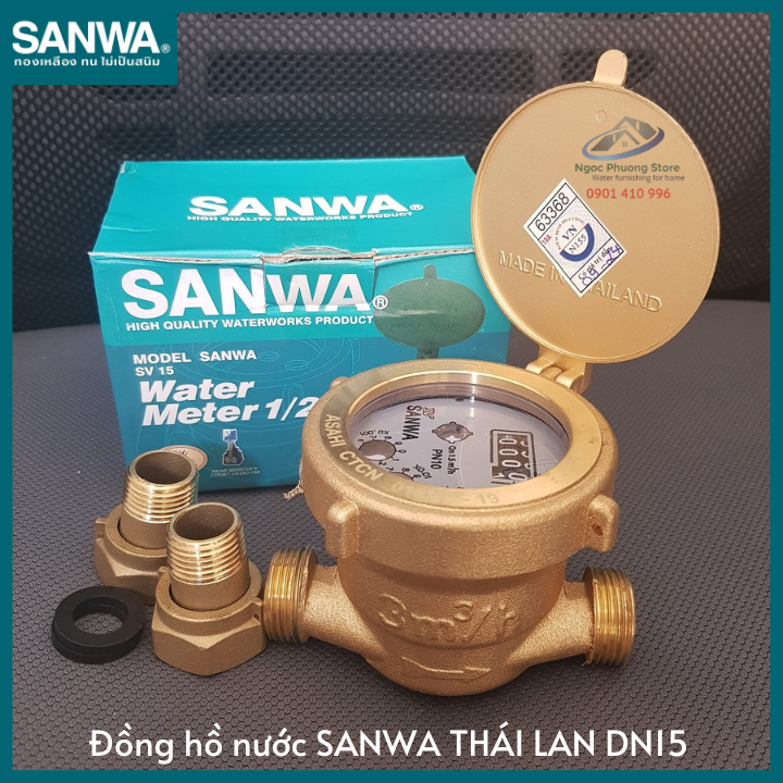 [SANWA THÁI LAN] Đồng hồ đo lưu lượng nước sạch Sanwa nhập khẩu, có kiểm định, Phi 21mm SV15