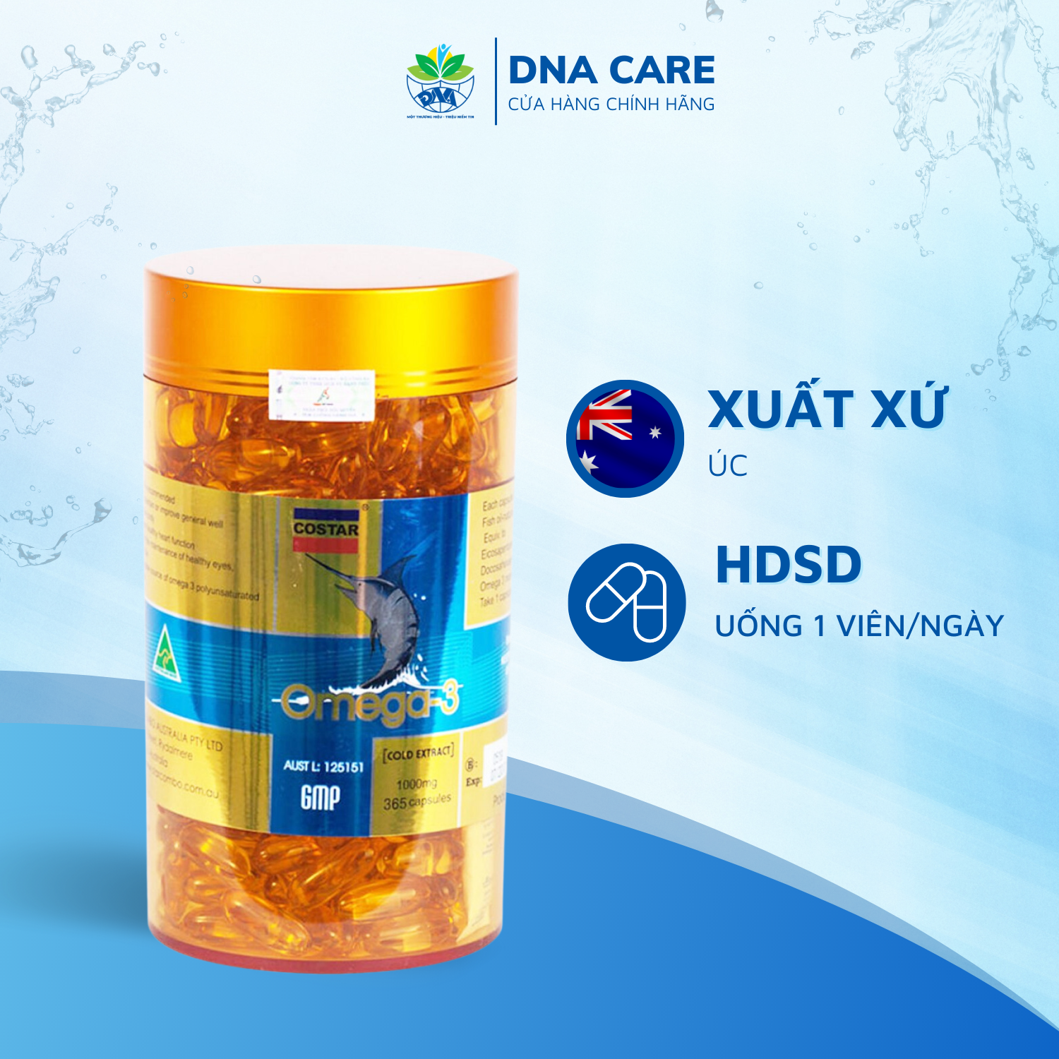 Viên uống dầu cá Omega 3 Costar hộp 100/365 viên