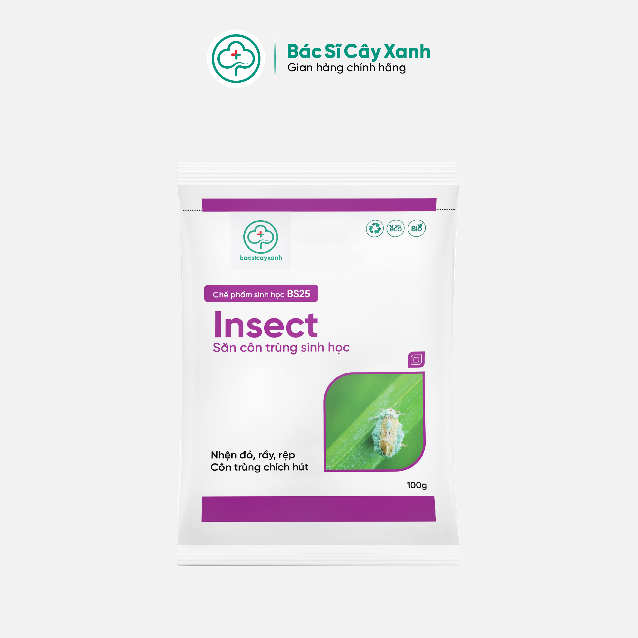 Thuốc diệt nhện đỏ, rầy, rệp, côn trùng hút chích An toàn sức khoẻ BS25 Insect 100/200g NSX Bacsicayxanh