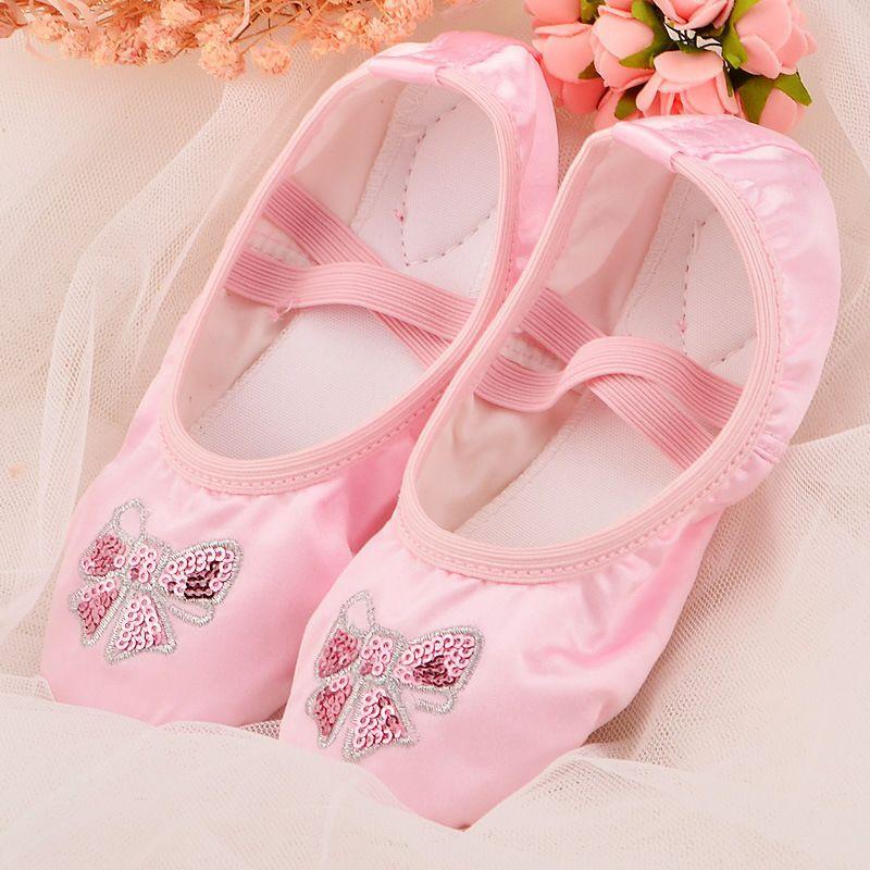 Giày múa ballet cao cấp vải Satin thêu sequin hình nơ