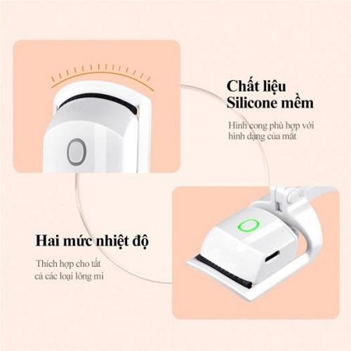 Máy Uốn Mi Điện Cao Cấp Uốn Cong Lông Mi Tự Nhiên Định Hình Lâu Dài Bằng Nhiệt Tích Hợp Cổng Sạc USB Tiện Dụng