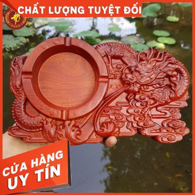 Gạt tàn gỗ hương hình rồng đục tay liền khối siêu đẹp