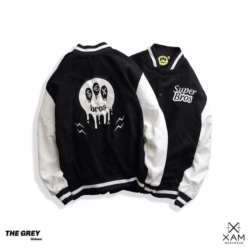 Áo khoác bomer bóng chày thêu kaki nhung gân 2 lớp unisex ulzzang nam nữ AK795