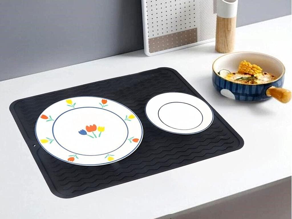 Tấm lót silicon nhỏ giọt thân thiện với môi trường, chịu nhiệt, tấm lót silicon lớn để đựng dao kéo và bát đĩa, 30 x 30cm