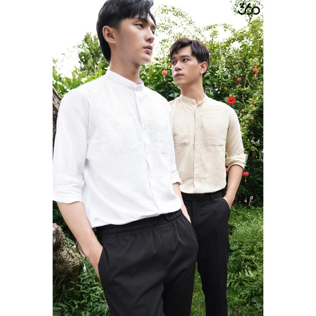 Sale Áo sơ mi nam cổ tàu chất đũi - SMDTK023