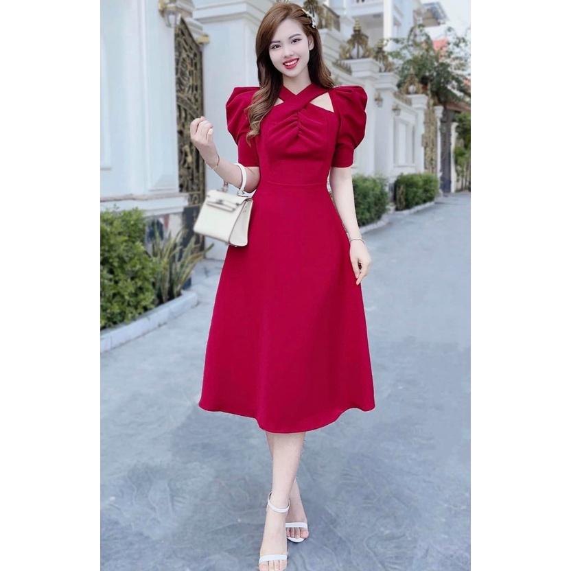 Đầm xoè sang chảnh vải FORD siêu xinh tôn dáng cho các nàng , thời trang tinh tế hot hit cho các chị em